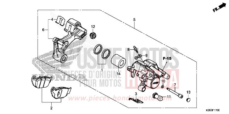 REAR BRAKE CALIPER for MSX125 PEARL QUEEN BEE YELLOW (Y217) from 2015