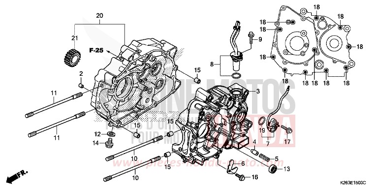 CRANKCASE for MSX125 PEARL VALENTINE RED (R353) from 2015