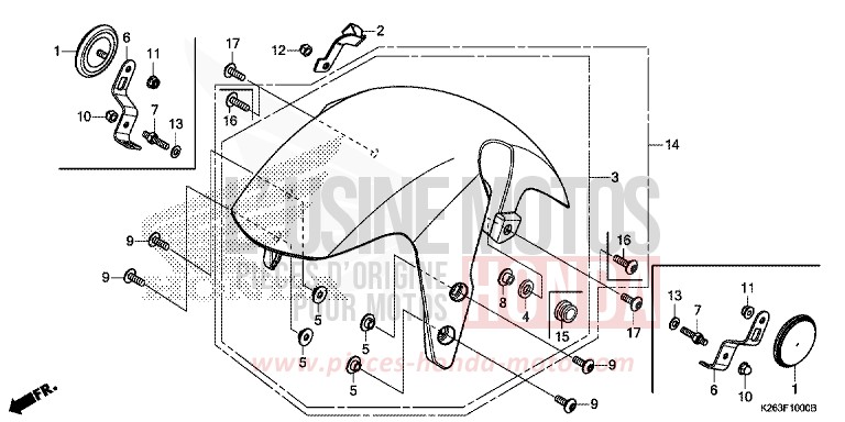 PARAFANGO ANTERIORE per MSX125 PEARL VALENTINE RED (R353) del 2015