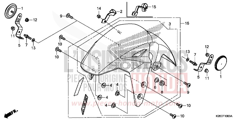 FRONT FENDER for MSX125 LEMON ICE YELLOW (Y196) from 2016