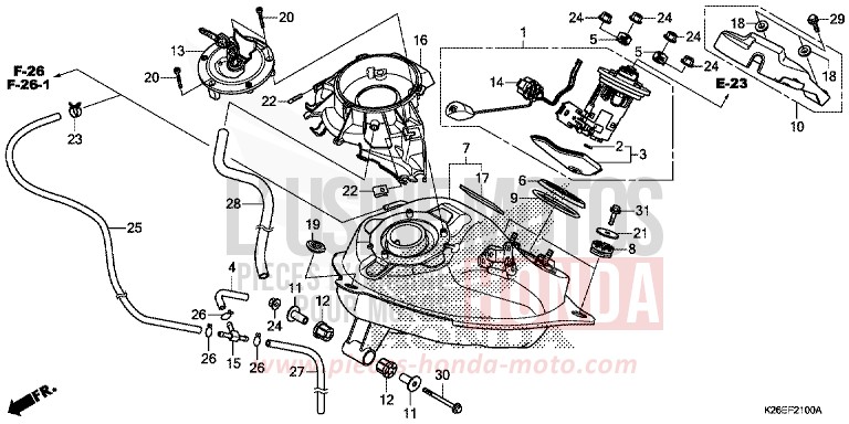 FUEL TANK for MSX125 LEMON ICE YELLOW (Y196) from 2016