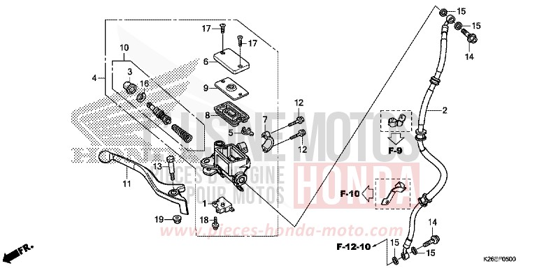POMPA FRENO ANTERIORE per MSX125 MAT AXIS GRAY METALLIC (NH303) del 2016