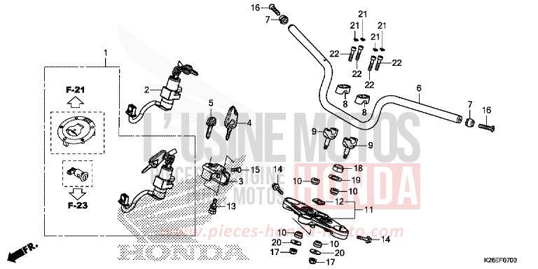 HANDLE PIPE for MSX125 MAT AXIS GRAY METALLIC (NH303) from 2016