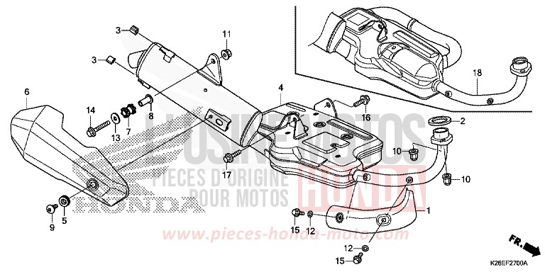 EXHAUST MUFFLER for MSX125 MAT AXIS GRAY METALLIC (NH303) from 2016