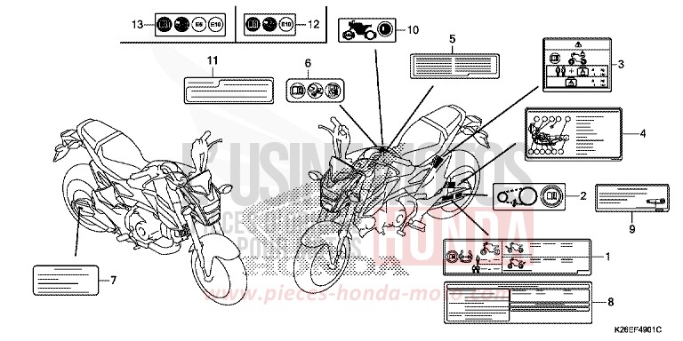 CAUTION LABEL (ED,U,V,2FO,FO) for MSX125 MAT AXIS GRAY METALLIC (NH303) from 2016