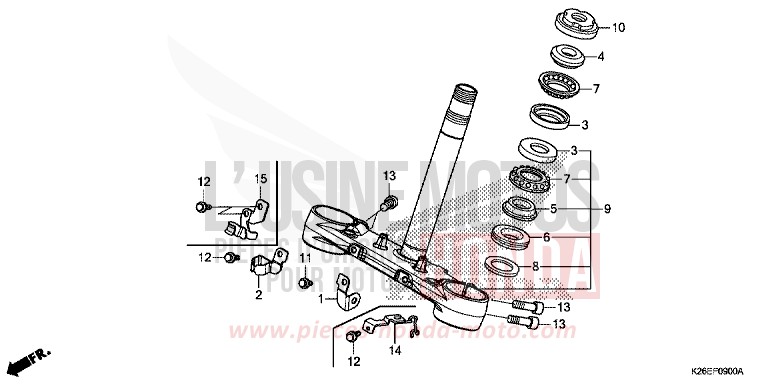 STEERING STEM for MSX125 PEARL HIMALAYAS WHITE (NHA87) from 2016