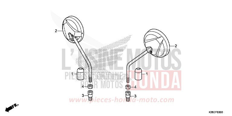 MIRROR for MSX125 PEARL VALENTINE RED (R353) from 2016