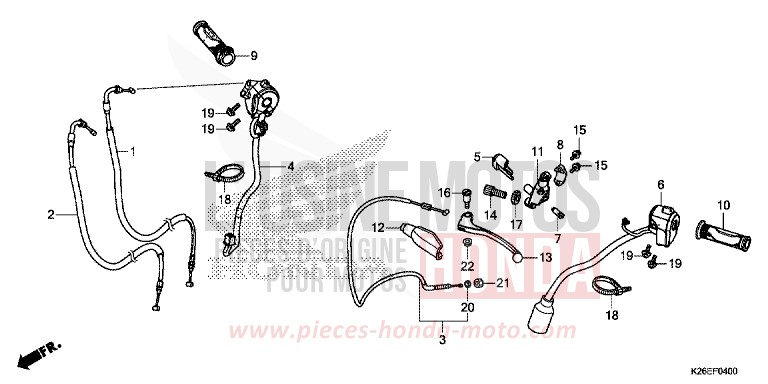 HANDLE LEVER/SWITCH/CABLE for MSX125 PEARL VALENTINE RED (R353) from 2016