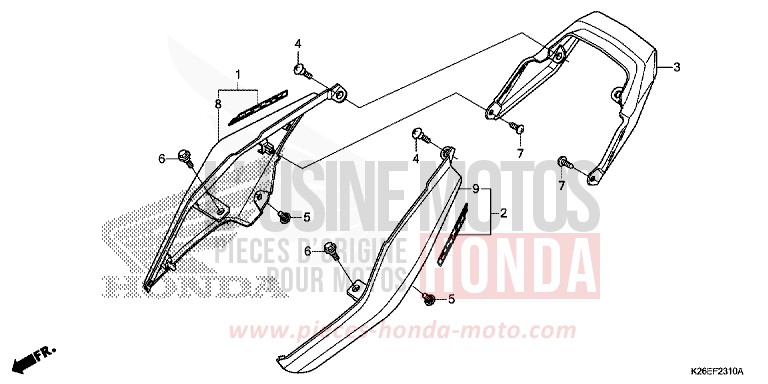 REAR COWL for MSX125 PEARL VALENTINE RED (R353) from 2016