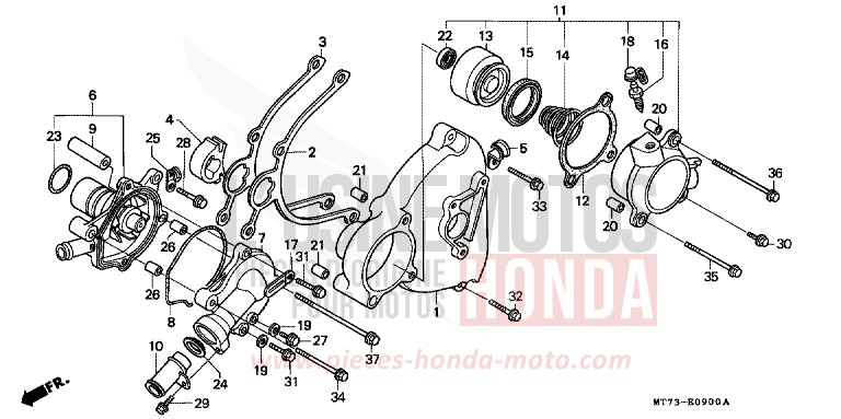 LEFT CRANKCASE COVER/ WATER PUMP for NR NR RED (R175) from 1992