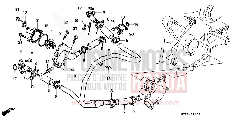 WATER PIPE/THERMOSTAT for NR NR RED (R175) from 1992