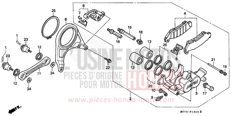 REAR BRAKE CALIPER for NR NR RED (R175) from 1992