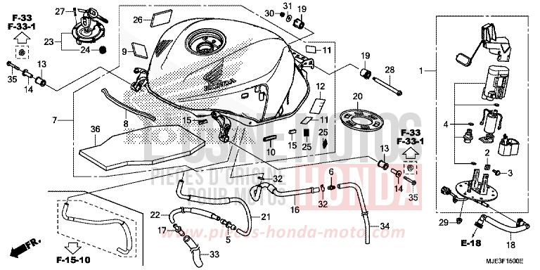 FUEL TANK for CBR650FAE SWORD SILVER METALLIC (NHA95) from 2014
