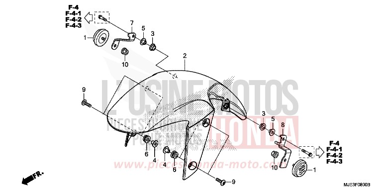 FRONT FENDER for CBR650FAE PEARL METALLOID WHITE (NHA96K) from 2014