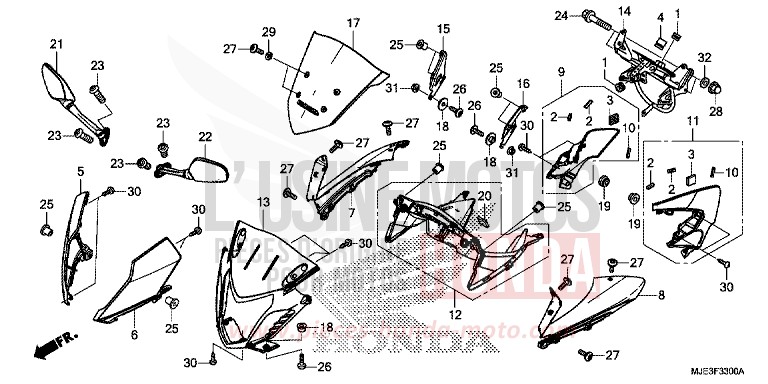 UPPER COWL (1) for CBR650FAE PEARL METALLOID WHITE (NHA96K) from 2014