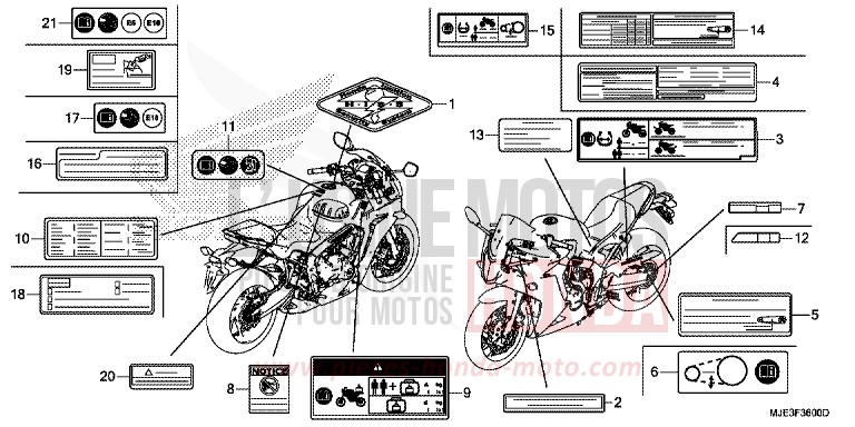 CAUTION LABEL for CBR650FAE PEARL METALLOID WHITE (NHA96K) from 2014
