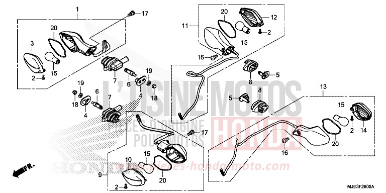 WINKER for CBR650FAE GRAPHITE BLACK (NHB01) from 2014