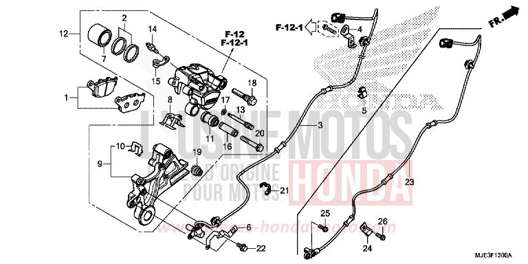 REAR BRAKE CALIPER for CBR650FAE PEARL METALLOID WHITE (NHA96) from 2014