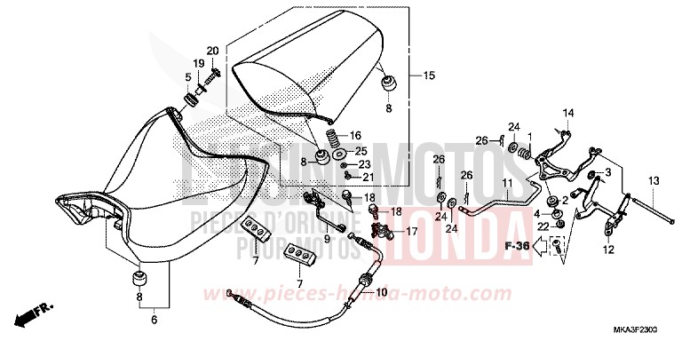 SEAT for NC750X GLINT WAVE BLUE METALLIC (B197) from 2016