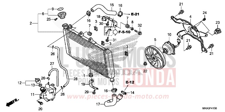 RADIATOR for NC750X GLINT WAVE BLUE METALLIC (B197) from 2016
