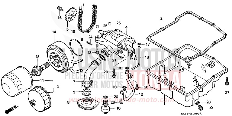 OIL FILTER/OIL PAN/ OIL PUMP for VFR750R PEARL CRYSTAL WHITE (NH193H) from 1988