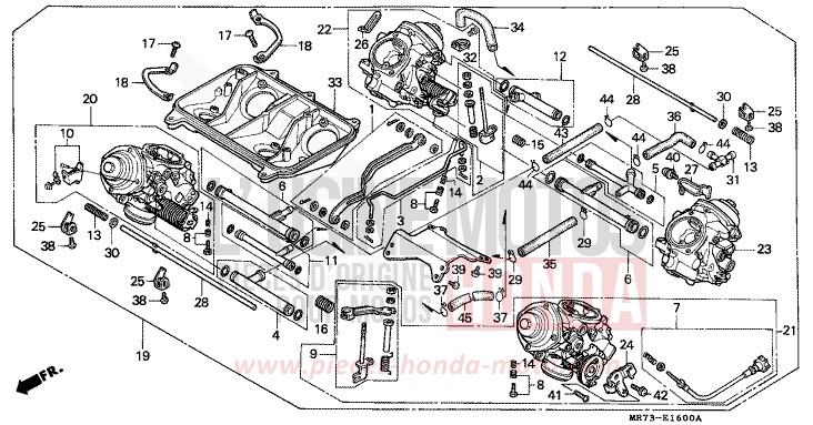 CARBURETOR (ASSY.) for VFR750R PEARL CRYSTAL WHITE (NH193H) from 1988