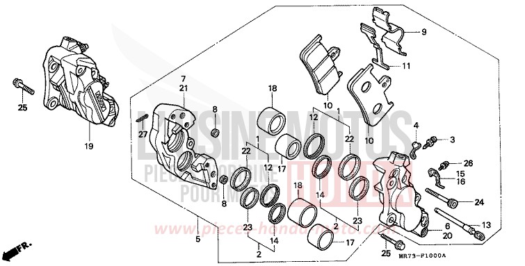 FRONT BRAKE CALIPER for VFR750R PEARL CRYSTAL WHITE (NH193H) from 1988