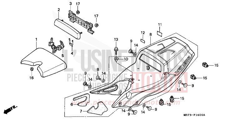 SEAT/SEAT COWL for VFR750R PEARL CRYSTAL WHITE (NH193H) from 1988