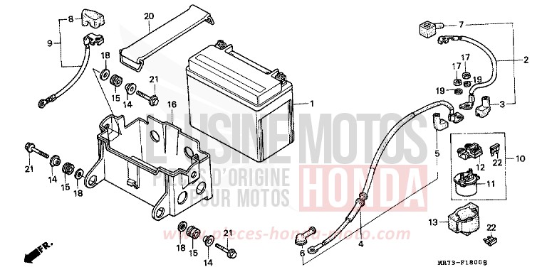 BATTERY for VFR750R PEARL CRYSTAL WHITE (NH193H) from 1988