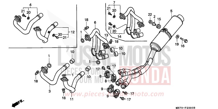 EXHAUST MUFFLER for VFR750R PEARL CRYSTAL WHITE (NH193H) from 1988