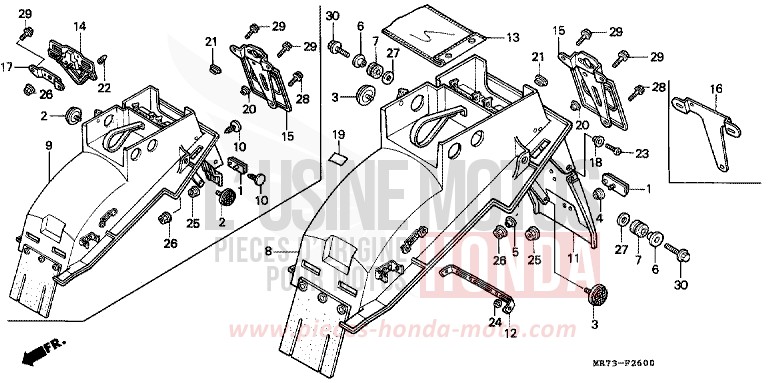REAR FENDER (1) for VFR750R PEARL CRYSTAL WHITE (NH193H) from 1988