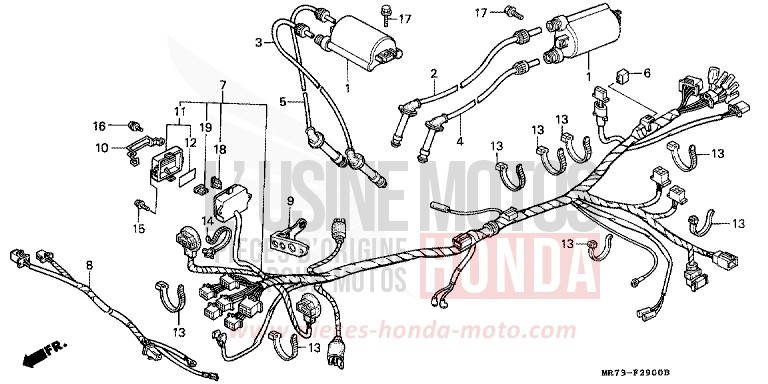 WIRE HARNESS/ IGNITION COIL for VFR750R PEARL CRYSTAL WHITE (NH193H) from 1988