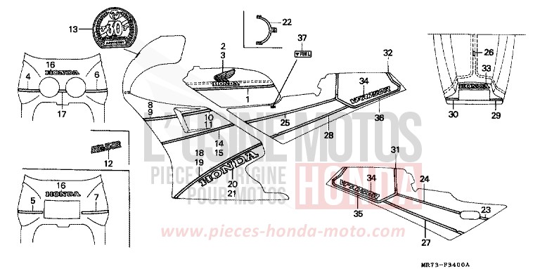 STRIPE/MARK for VFR750R PEARL CRYSTAL WHITE (NH193H) from 1988