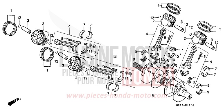 CRANKSHAFT/PISTON for VFR750R PEARL CRYSTAL WHITE (NH193H) from 1989