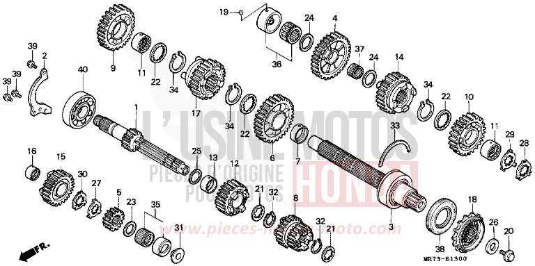 TRANSMISSION for VFR750R PEARL CRYSTAL WHITE (NH193H) from 1989