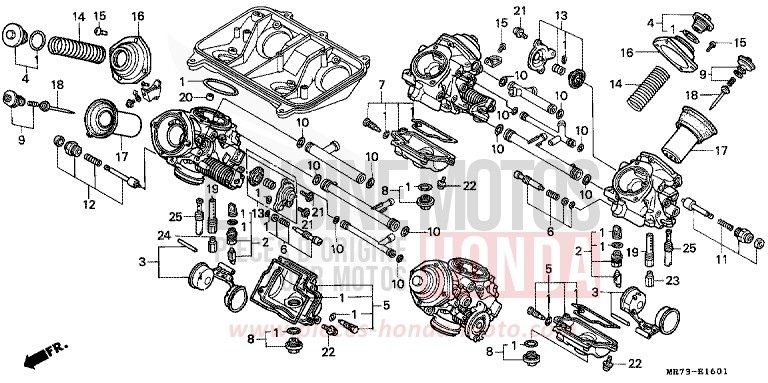 CARBURETOR (COMPONENT PARTS) for VFR750R PEARL CRYSTAL WHITE (NH193H) from 1989