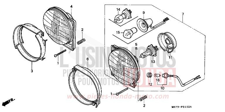 HEADLIGHT (3) for VFR750R PEARL CRYSTAL WHITE (NH193H) from 1989