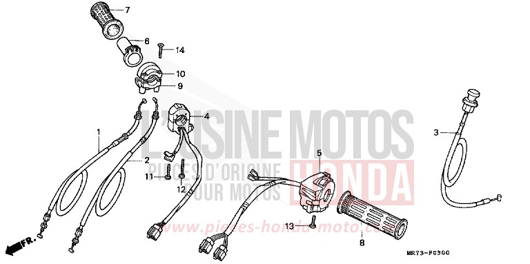 SWITCH/CABLE for VFR750R PEARL CRYSTAL WHITE (NH193H) from 1989