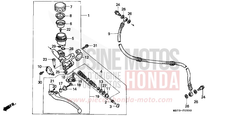CLUTCH MASTER CYLINDER for VFR750R PEARL CRYSTAL WHITE (NH193H) from 1989