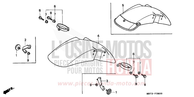 FRONT FENDER for VFR750R PEARL CRYSTAL WHITE (NH193H) from 1989