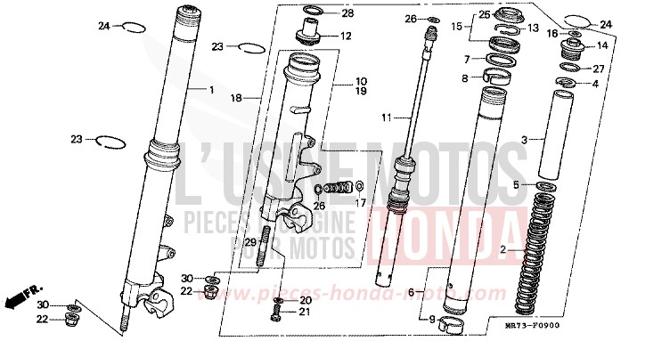 FRONT FORK for VFR750R PEARL CRYSTAL WHITE (NH193H) from 1989