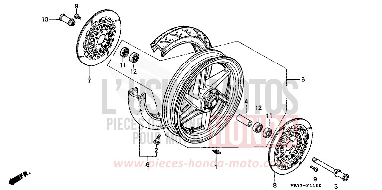 FRONT WHEEL for VFR750R PEARL CRYSTAL WHITE (NH193H) from 1989
