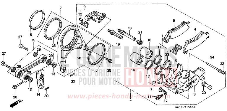 REAR BRAKE CALIPER for VFR750R PEARL CRYSTAL WHITE (NH193H) from 1989