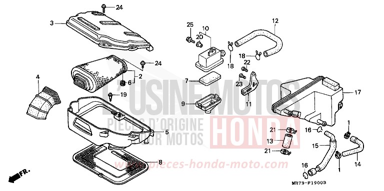 AIR CLEANER for VFR750R PEARL CRYSTAL WHITE (NH193H) from 1989