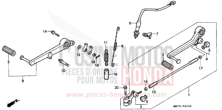 BRAKE PEDAL/CHANGE PEDAL for VFR750R PEARL CRYSTAL WHITE (NH193H) from 1989