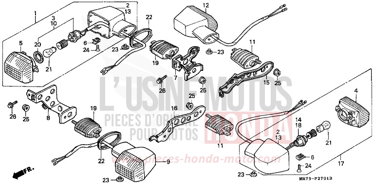 WINKER (2) for VFR750R PEARL CRYSTAL WHITE (NH193H) from 1989