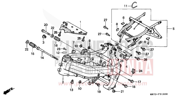 FRAME BODY for VFR750R PEARL CRYSTAL WHITE (NH193H) from 1989