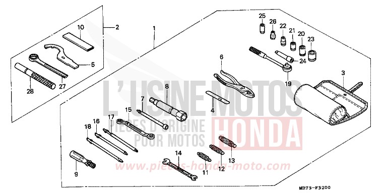 TOOLS for VFR750R PEARL CRYSTAL WHITE (NH193H) from 1989
