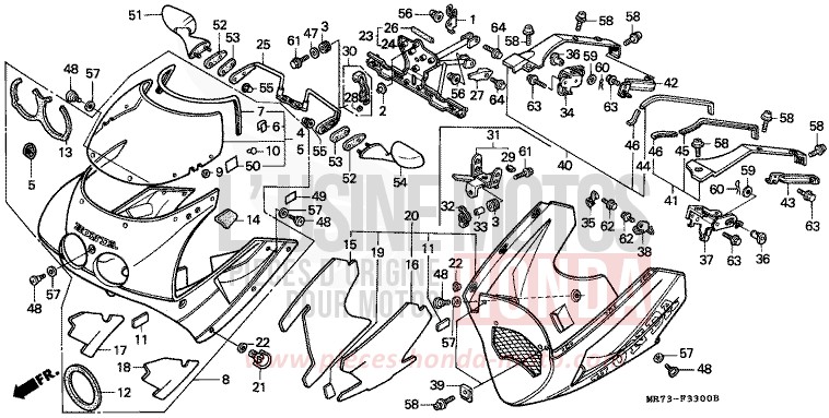 COWL (1) for VFR750R PEARL CRYSTAL WHITE (NH193H) from 1989