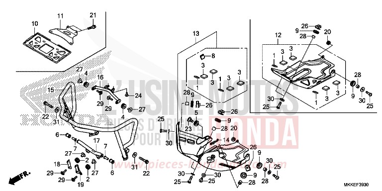 FRONT SIDE PIPE/SKID PLATE for CRF1000 MAT BALLISTIC BLACK METALLIC (NHA86) from 2019